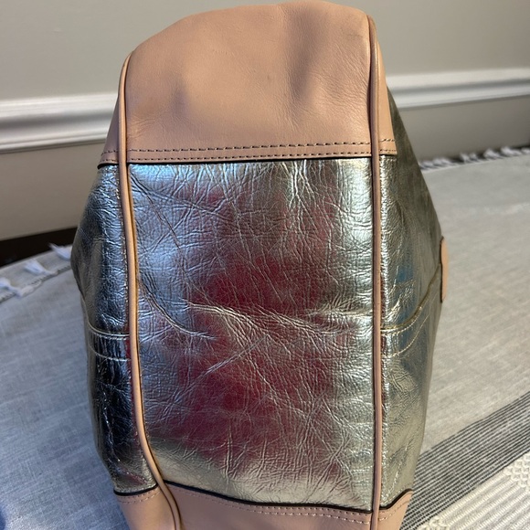 COACH Metro 26141E Metallic Silver Vachetta Leather XL Tote Weekend Bag - Picture 7 of 11